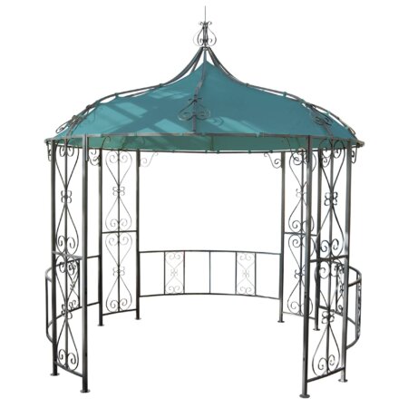 Pergola Almeria Garten Pavillon stabiles Stahl-Gestell Ø 3m türkis