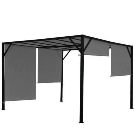 Pergola Baia - Garten Pavillon + Schiebedach grau ~ 3x3m