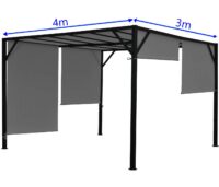 Pergola Baia - Garten Pavillon + Schiebedach grau ~ 4x3m