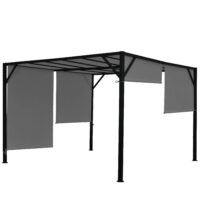 Pergola Baia - Garten Pavillon + Schiebedach grau ~ 4x4m