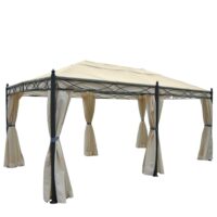 Pergola Cadiz 5x3m Garten Pavillon mit Moskitonetz ~ creme