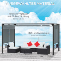Pergola Gartenpavillon 3.9x2.9m mit Sonnendach