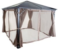 Pergola Hardtop Pavillon + Seitenwand + Moskitonetz ~ 3x3m