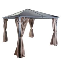 Pergola Hardtop Pavillon + Seitenwand + Moskitonetz ~ 3x3m