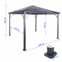 Pergola Hardtop Pavillon + Seitenwand + Moskitonetz ~ 3x3m