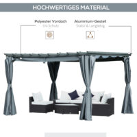 Pergola Pavillon 3.6x3x2.27m mit verstellbarem Stoffdach