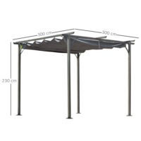 Pergola Pavillon 3x3m mit Schiebedach