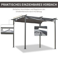 Pergola Pavillon 3x3m mit Schiebedach