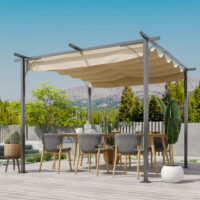Pergola Pavillon 3x3m mit Schiebedach Beige