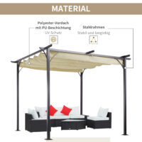 Pergola Pavillon 3x3m mit Schiebedach Beige