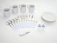 Picknickkorb Weidenkorb Set für 4 Personen mit Decke gelb