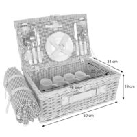 Picknickkorb Weidenkorb Set für 4 Personen mit Decke gelb