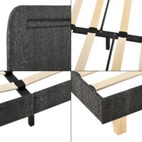 Polsterbett Roskilde mit LED Beleuchtung 180x200cm Leinen
