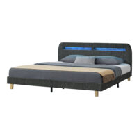Polsterbett Roskilde mit LED Beleuchtung 180x200cm Leinen