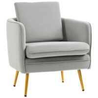 Polstersessel Armsessel Samtoptik Vintage-Design Grau