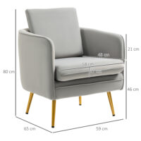 Polstersessel Armsessel Samtoptik Vintage-Design Grau