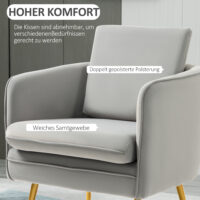 Polstersessel Armsessel Samtoptik Vintage-Design Grau