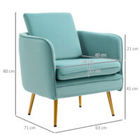 Polstersessel Armsessel Samtoptik Vintage-Design Grün