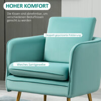 Polstersessel Armsessel Samtoptik Vintage-Design Grün