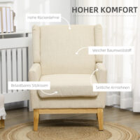 Polstersessel Einzelsessel Massivholz Stoffbezug