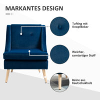 Polstersessel Loungesessel Skandi-Design Blau