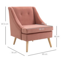 Polstersessel Loungesessel Skandi-Design Rosa