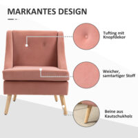 Polstersessel Loungesessel Skandi-Design Rosa