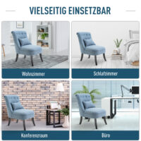 Polstersessel Polsterstuhl mit Rückenkissen Leinen Blau