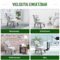 Polstersessel Polsterstuhl mit Rückenkissen Leinen Grau