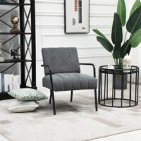 Polstersessel Retrodesign Samtoptik Metall Grau + Schwarz