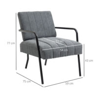 Polstersessel Retrodesign Samtoptik Metall Grau + Schwarz