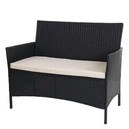 Poly-Rattan Gartenbank Halden anthrazit Kissen creme