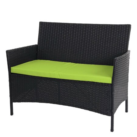 Poly-Rattan Gartenbank Halden anthrazit Kissen grün