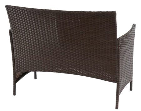 Poly-Rattan Gartenbank Halden braun-meliert Kissen creme