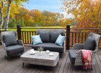 Poly-Rattan Gartengarnitur Sitzgruppe Spun Poly ~ grau dunkelgrau