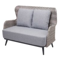 Poly-Rattan Gartengarnitur Sitzgruppe Spun Poly ~ grau / hellgrau