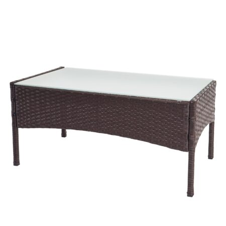 Poly-Rattan Gartentisch Halden mit Glasplatte ~ braun-meliert