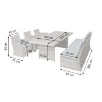 Poly-Rattan Sitzgruppe Gartengarnitur Lounge-Set 200x100cm grau Kissen hellgrau