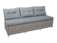 Poly-Rattan Sitzgruppe Gartengarnitur Lounge-Set 200x100cm grau Kissen hellgrau