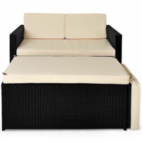 Polyrattan Lounge Sitzgarnitur Sofa + Ottomane mit Stauraum