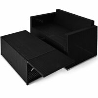 Polyrattan Lounge Sitzgarnitur Sofa + Ottomane mit Stauraum