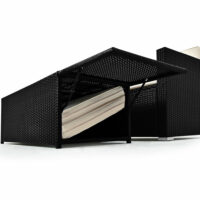 Polyrattan Lounge Sitzgarnitur Sofa + Ottomane mit Stauraum