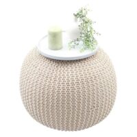 Pouf Sitzhocker  40x50cm grau Strickhocker beige