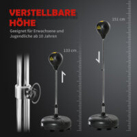 Punchingball Set höhenverstellbar mit 1 Paar Handschuhe 133-151 cm