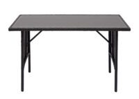 Rattan Esstisch Glas Gartentisch Gastronomie 112x60cm schwarz