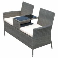 Rattan Gartenbank Sitzbank Gartensofa mit Tisch 2-Sitzer