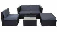 Rattan Lounge Flexi Garten Sitzgruppe ~ anthrazit Polster grau