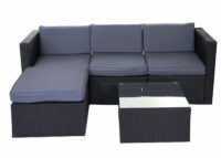 Rattan Lounge Flexi Garten Sitzgruppe ~ anthrazit Polster grau
