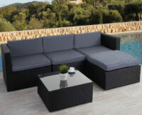 Rattan Lounge Flexi Garten Sitzgruppe ~ anthrazit Polster grau