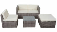 Rattan Lounge Flexi Garten Sitzgruppe ~ grau Polster creme